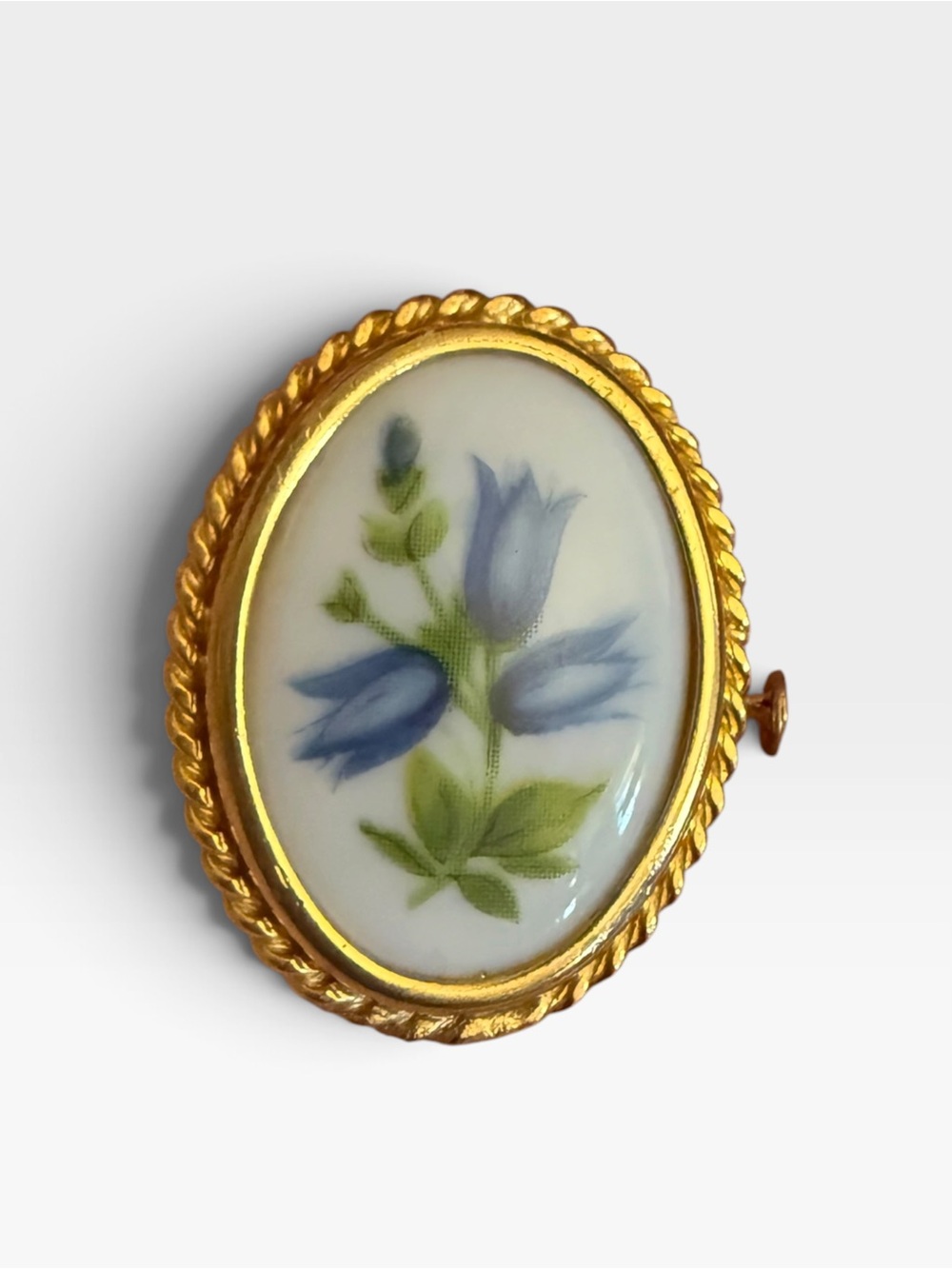 Vintage Limoges France Porcelain Floral Brooch P. Pastou Signed